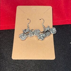 Silver Motorcycle Earrings, NWT